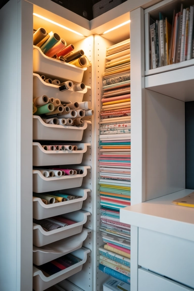 21 IKEA Craft Room Hacks That Keep Supplies Perfectly Organized 4 TROFAST Frames Converted into Vertical Material Sorters