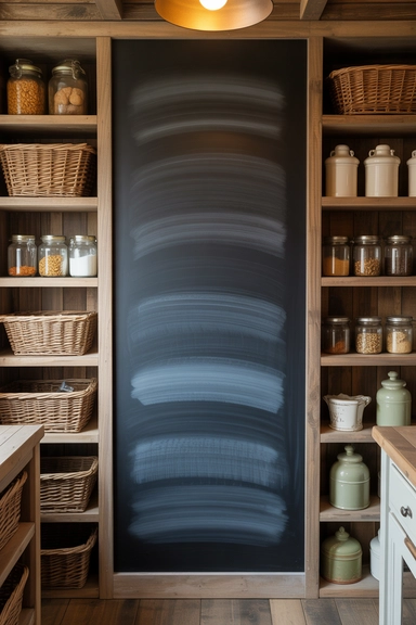 20 Walk-In Pantry Organization Ideas For Real Homes 5 Integrate a Chalkboard Wall for Inventory and Meal Planning
