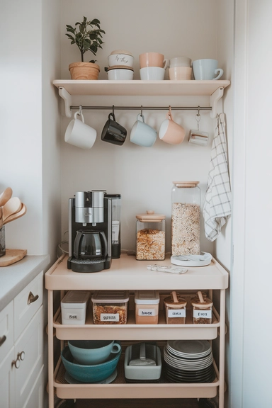 21 ADHD Home Organization Ideas That Actually Work 5 Set Up a Kitchen Coffee and Breakfast Zone for Easy Mornings