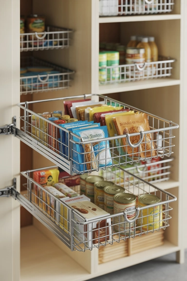 Use Pull-Out Baskets for Deep Shelves