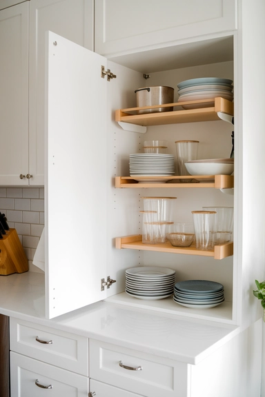 23 Rental Kitchen Organization Ideas For Real Homes 5 Use Stackable Shelf Risers Inside Cabinets