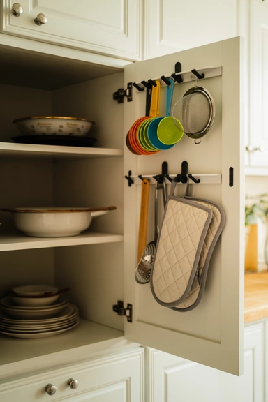 Adhesive Hooks Inside Cabinet Doors