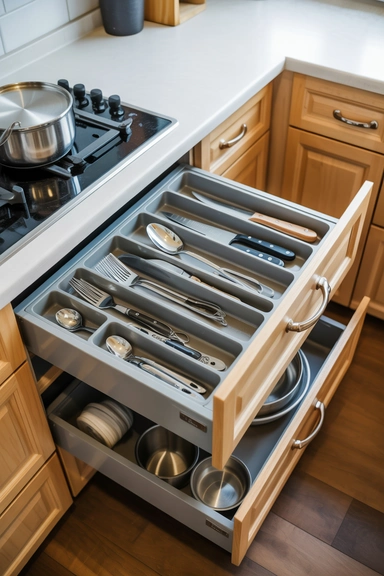 25 Small Kitchen Storage Solutions That Make Every Inch Work Better 5 Drawer Organization That Stops Counter Spread