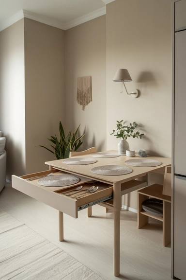 22 IKEA Dining Room Storage Ideas For Real Homes 6 Add a BJURSTA Table with Integrated Storage Drawers