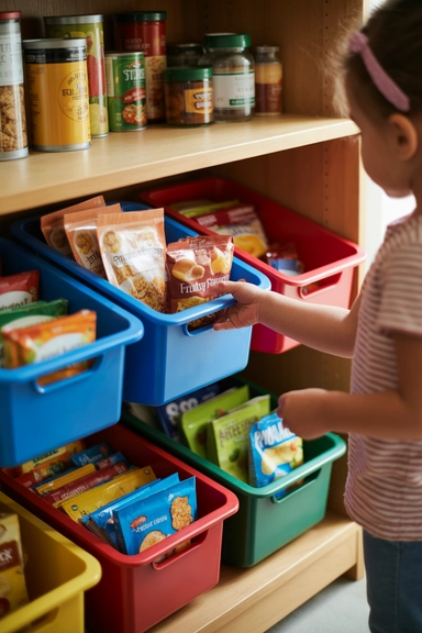 22 Smart Snack Organization Ideas for Zero Clutter 6 Store Kids’ Snacks at Lower Levels