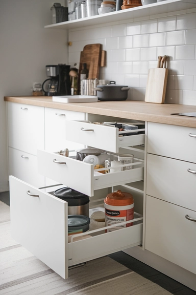  Transform Lower Shelves with IKEA Maximera Drawers