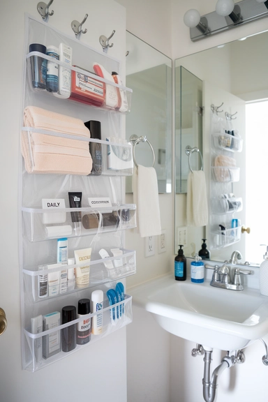 21 ADHD Home Organization Ideas That Actually Work 6 Utilize Over-the-Door Organizers for Efficient Bathroom Storage