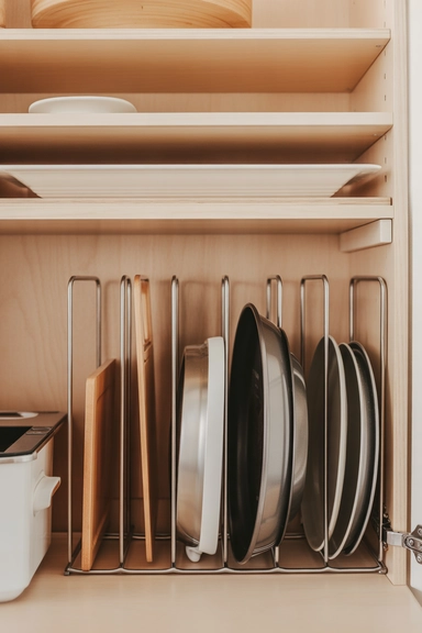  Vertical Pan and Tray Dividers That Stop Stacking Problems