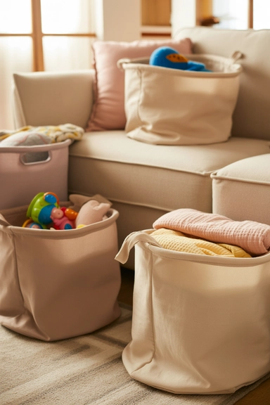 21 Cheap Basket Organizing Ideas That Tidy Your Home on a Budget 7 Soft Fabric Baskets for Flexible Spaces