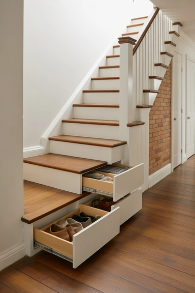 23 Outside-of-the-Box Organizing Hacks That Transform Your Home 7 Creating Under-Stair Drawers for Discreet Storage