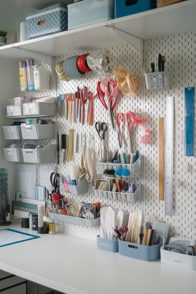 21 Craft Room Declutter Ideas That Actually Work 7 Use Clear, Stackable Containers to Simplify Supply Sorting