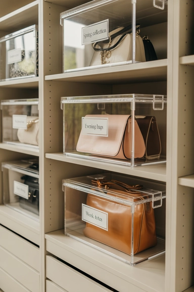 Clear Box Storage for Seasonal Handbags