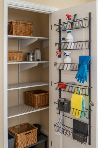 21 Utility Closet Organization Ideas That Eliminate Household Clutter 7 Door-Back Storage That Unlocks Hidden Space