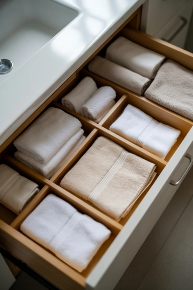 Drawer-Based Towel Storage That Prevents Overstacking
