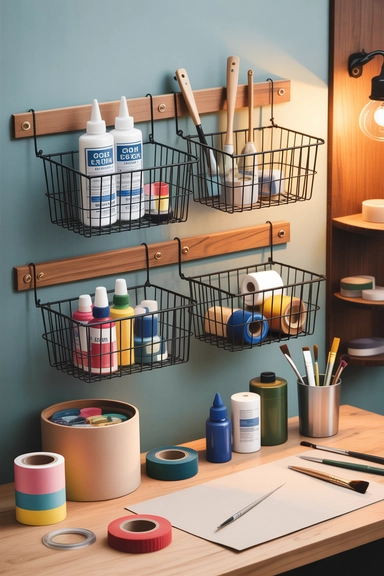 Hanging Wire Baskets for Frequently Used Supplies