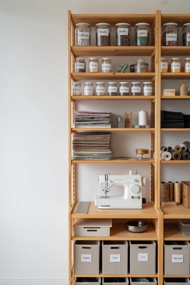21 IKEA Craft Room Hacks That Keep Supplies Perfectly Organized 7 IVAR Shelving Adapted for Flexible Supply Storage