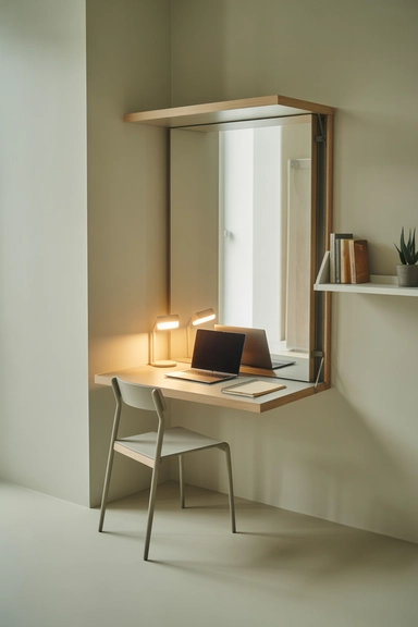 Fold-Down Wall Desks for Space-Efficient Work Zones