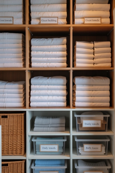 21 Smart Linen Closet Organizing Ideas for a Clutter-Free Home 8 Separate Guest and Daily Linens