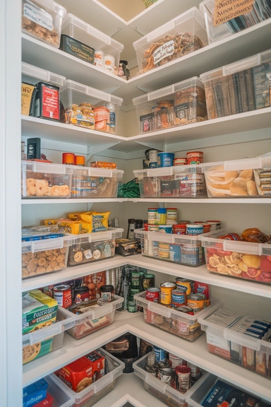 23 Rental Kitchen Organization Ideas For Real Homes 8 Use Clear, Stackable Bins for Pantry Organization