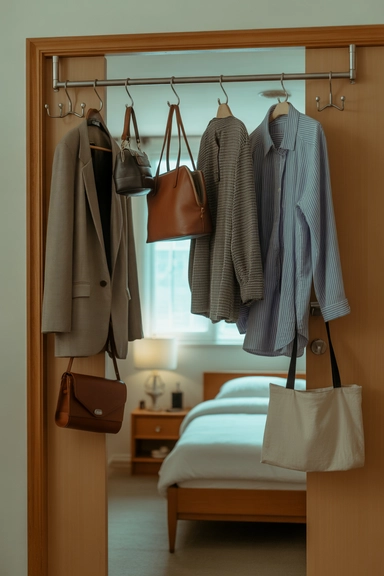 23 Small Bedroom Organizing Hacks That Maximize Every Inch 8 Behind-Door Hooks for Daily Clothing Rotation
