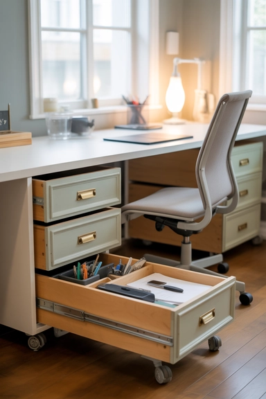 Drawer Units Converted into Rolling Under-Table Storage
