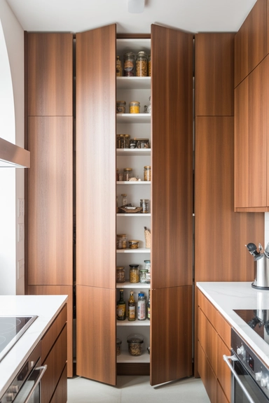 Sliding Door Pantry Walls That Replace Standard Cabinets