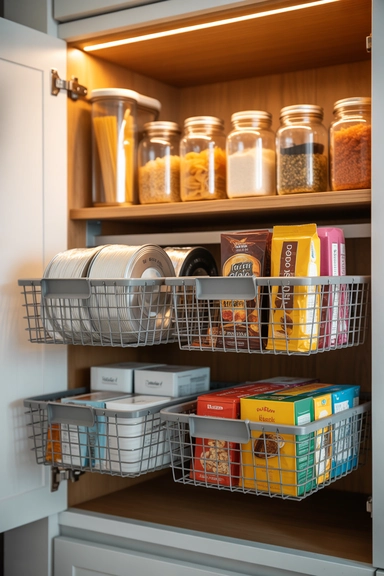 Under-Shelf Hanging Baskets for Extra Layered Storage