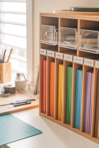 19 Cricut Organization Ideas That Keep Supplies Accessible 8 Vertical File Storage for Vinyl Sheets
