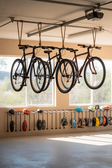 22 Genius Garage Ceiling Storage Ideas to Maximize Overhead Space 9 Ceiling-Mounted Bike Hoist Systems