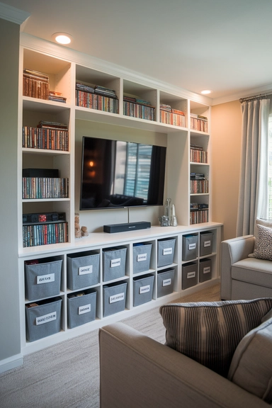 Create Dedicated Zones with Cube Storage for Family Room Entertainment