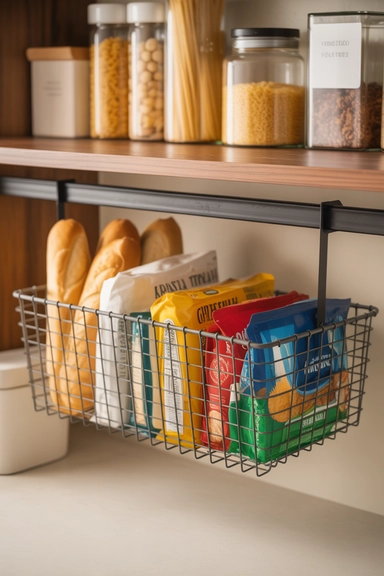 Hang Lightweight Storage Under Shelves