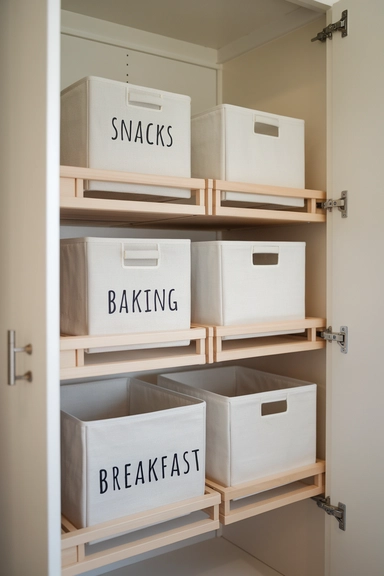 Use IKEA Skubb Storage Boxes for Categorized Pantry Zones
