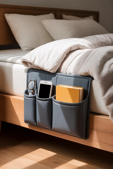 23 Small Bedroom Organizing Hacks That Maximize Every Inch 9 Bedside Caddies That Replace Bulky Nightstands