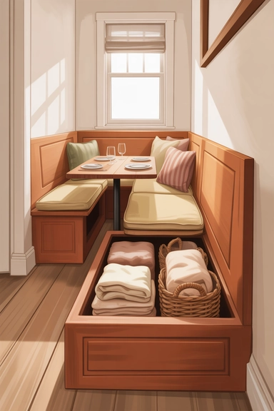 Bench Seating with Hidden Lift-Top Storage