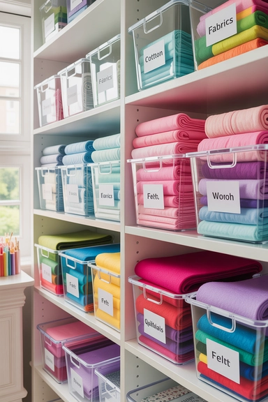  Clear Plastic Bins for Fabric and Felt Storage