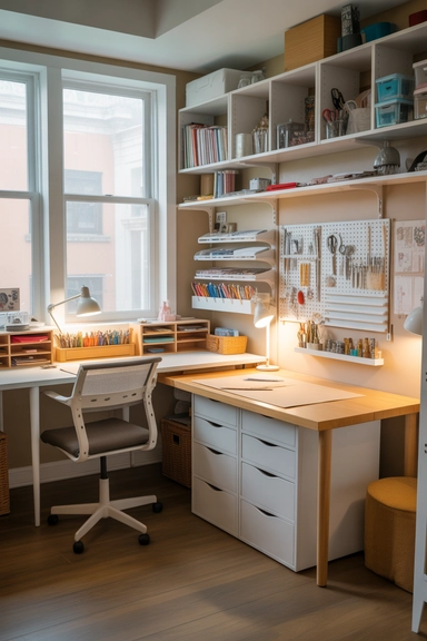 22 Smart Craft Room Layout Ideas That Make Small and Large Spaces Work Better 9 Craft Room Layout Ideas That Support Seated and Standing Work