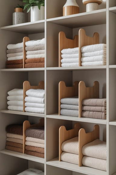 Shelf Dividers That Keep Folded Towels Structured