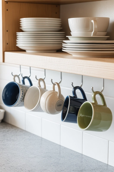 Under-Shelf Mug Hooks for Shelf Surface Recovery