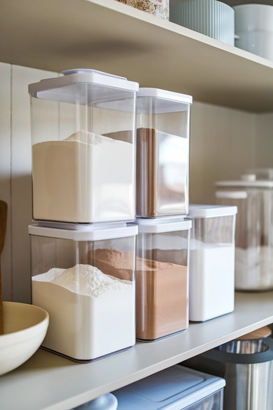 20 Walk-In Pantry Organization Ideas For Real Homes 10 Designate a Baking Zone with Stackable Canisters