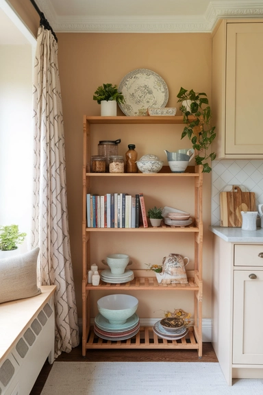 23 Rental Kitchen Organization Ideas For Real Homes 10 Incorporate a Freestanding Bakers Rack for Multi-Level Storage