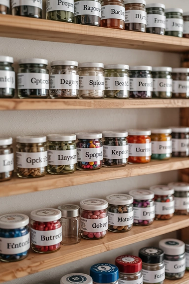 LABELED MINI JARS FOR CRAFT OR KITCHEN ITEMS
