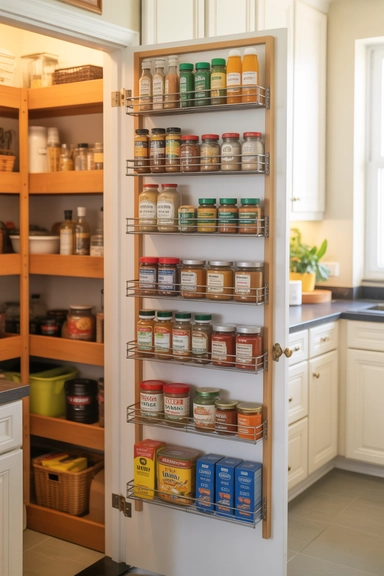 Pantry-Style Door Storage for Small Kitchens
