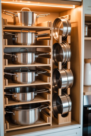 25 Kitchen Cabinet Storage Ideas That Maximize Every Shelf 10 Stackable Cookware Storage That Prevents Scratches