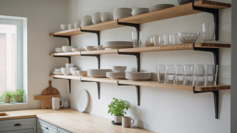 Open kitchen shelving organization