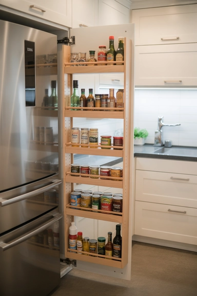 21 Pantry Cabinet Ideas That Make Kitchen Storage Work Harder 9 Narrow Pull-Out Pantry Cabinets Beside Appliances