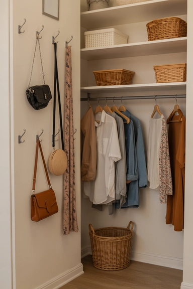 Hooks Along Side Walls for Quick-Access Items