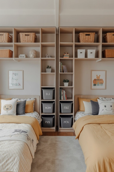 21 Shared Kids Room Organization Ideas That Actually Work 2 Create Clearly Defined Personal Zones