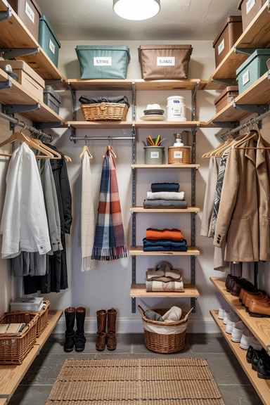 23 Coat Closet Organization Ideas That Actually Work 2 Maximize Vertical Space with Adjustable Shelving