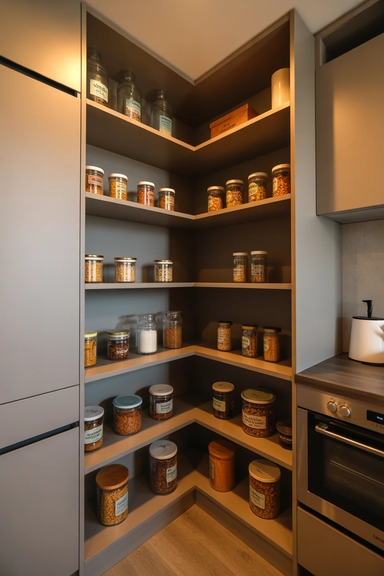 Angled Shelving That Makes Corner Space Usable
