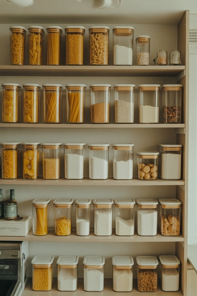 23 Kitchen Shelving Organization Ideas That Reduce Clutter 2 Clear Container Systems That Make Open Shelves Look Controlled
